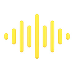 Sound wave 3d icon. Gold bars for voice and audio frequencies