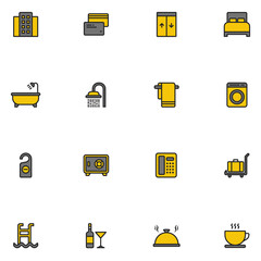 Set of Hotel Filled Color Icon