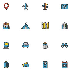 Set of Travel Filled Color Icon