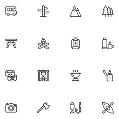Set of Camping Line Icon