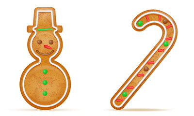 christmas gingerbread cookies for new year's holiday celebration vector illustration