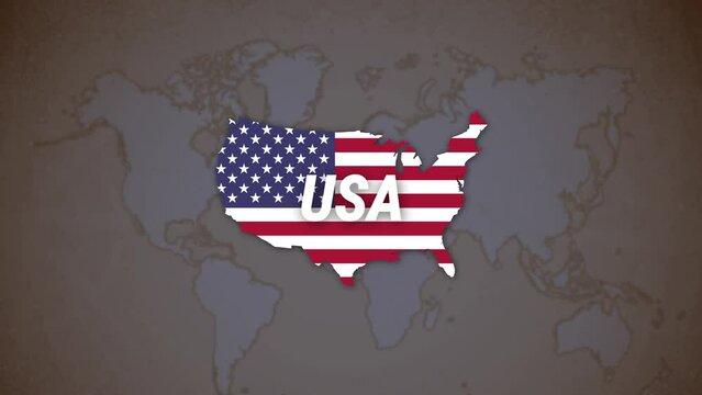 The flag of the United States of America that is waving in the wind and has a map of the country in the pattern of the United States flag. It is a composite garden of Footage.