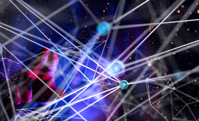 Global network. Blockchain. 3D illustration. Neural networks and artificial intelligence. Abstract