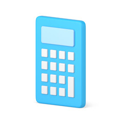 Calculator 3d icon. Electronic blue gadget with white buttons