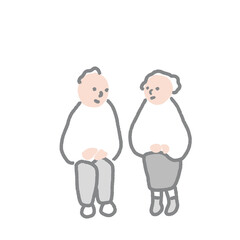 座って会話する老人たち　カップル　夫婦　友人　老人ホーム　デイサービス　シニア