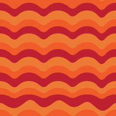 Abstract retro 70s wave seamless pattern in red, orange and amber . For backgrounds, textile , poster and wallpaper	