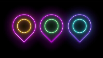 Neon icons signs location editable vector