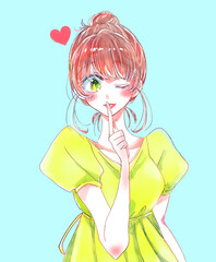 お団子頭の女性　秘密