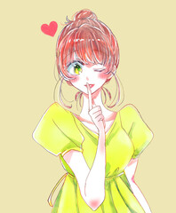 お団子頭の女性　秘密