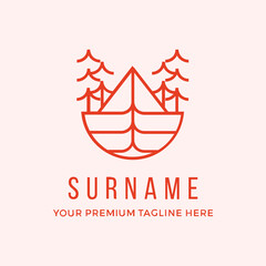 Adventure camp logo with simple illustration inspiration custom logo design vector illustration