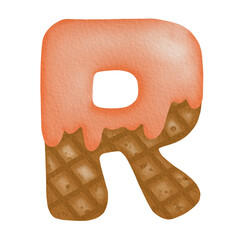 Orange Ice Cream Watercolor Hand Drawn Alphabet R