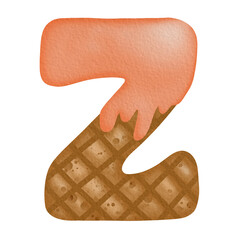 Orange Ice Cream Watercolor Hand Drawn Alphabet Z