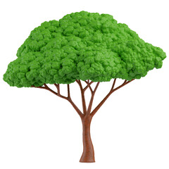 Cartoon big green tree for Park and Forest Scene.3d illustration