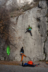 Young Climbers Getting Ready