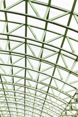 Fototapeta premium Green arched steel frame and polycarbonate roof