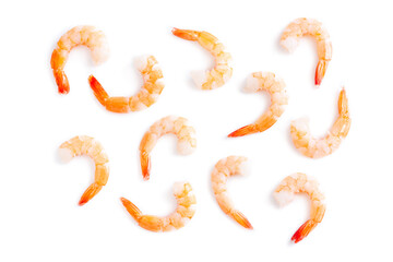 Peeled shrimp isolated on white background, Food ingredient, Seafood,