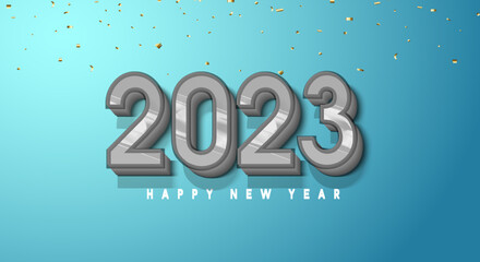 happy new year 2023 background with 3D number illustration.