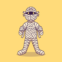 Cute Mummy Character Halloween Costume Vector Illustration