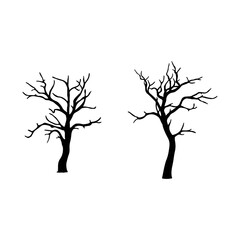 Fototapeta premium silhouette of a tree isolated. Isolated Dead tree on the white background. Dead tree silhouettes. 