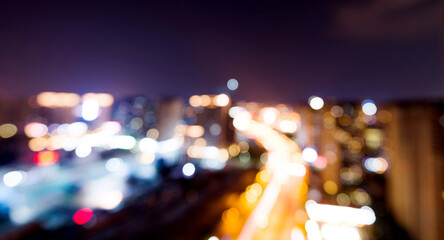 Defocused blur of cityscape at night