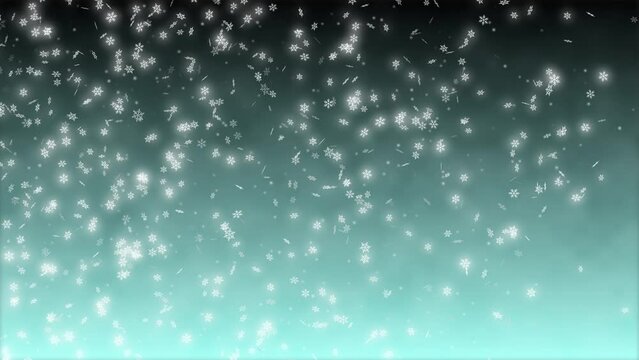 雪の結晶 舞う 吹雪 左 旋風 【背景 グラデーション 黒 ライトスカイブルー 冷気】