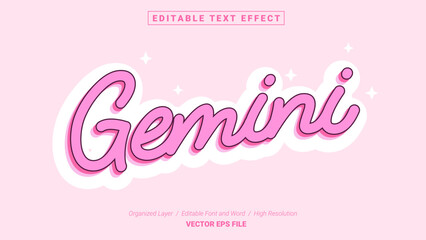 Editable Gemini Font Design. Alphabet Typography Template Text Effect. Lettering Vector Illustration for Product Brand and Business Logo.
