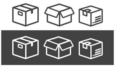 Box vector, icon on grey background.
