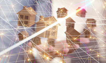 home choice Big data and artificial intelligence concept. Machine learning and cyber mind domination