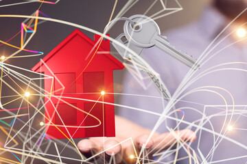 Hands - Holding House digital concept.