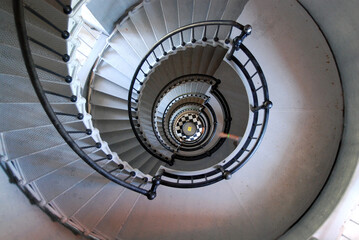 spiral stairs going down inside the ponce de Leon lighthouse