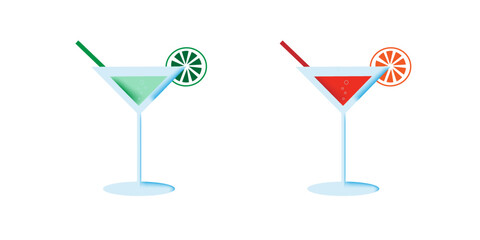 set of vector icons for cocktail. Margarita cocktail icon. 