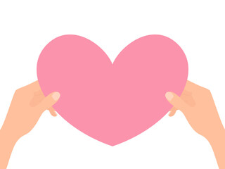 Hands holding heart. Vector illustration in flat style. 