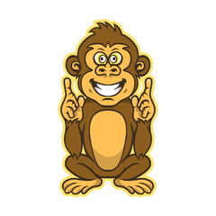 Monkey cartoon laughing and pointing 