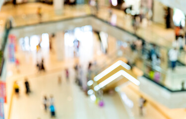 Defocused blur of people on shopping mall