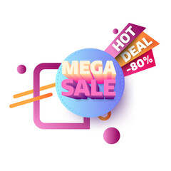 Sale banner template design with geometric , Big sale special offer up to 80% off. Super Sale, end of season special offer banner