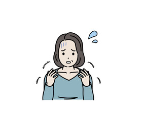 手が痺れる中年の女性　麻痺　リウマチ　病気　症状　イラスト