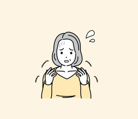 手が痺れる中年の女性　麻痺　リウマチ　病気　症状　イラスト