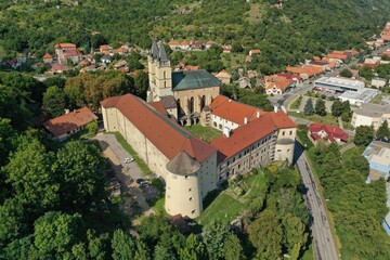 Aerial view of the Benedictine monastery in Hronské Beňadik