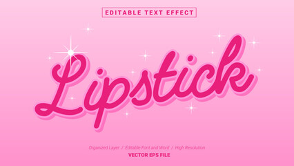 Editable Lipstick Font Design. Alphabet Typography Template Text Effect. Lettering Vector Illustration for Product Brand and Business Logo.
