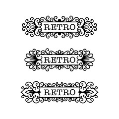 Set of 3 retro ornamental logos