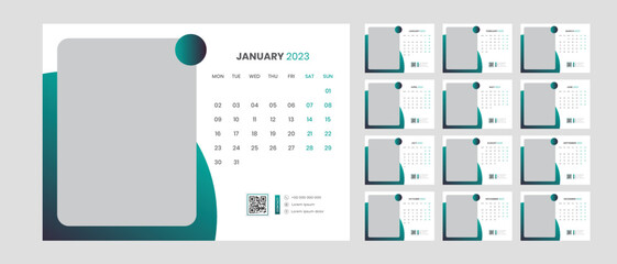 2023 calendar planner set for template corporate design week start on Monday