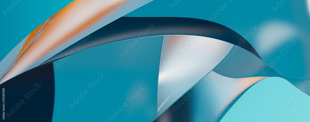 Aufkleber 3D render abstract background of smooth lines of spline blue waves