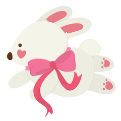 Cute White Rabbit With Pink Ribbon