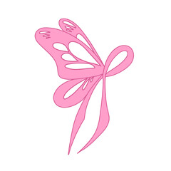 Pink Ribbon With Butterfly Wings