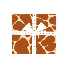 Giraffe Pattern With White Ribbon Present