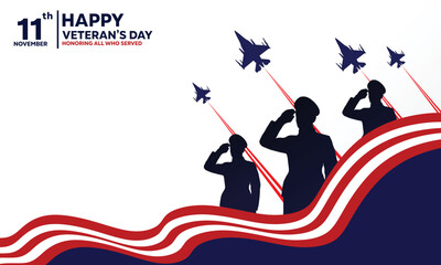 Veterans Day flat design background with an aircraft flying, perfect for office, banner, company, landing page, background, social media wallpaper and more
