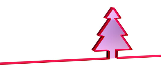 Continuous one line of abstract fir tree in silhouette. Minimalist. Merry christmas and happy new year