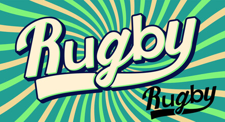 vector retro style illustration of a rugby word.rugby vintage word.