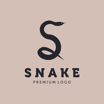 initial letter s vintage logo snake design, creative logotype illustration