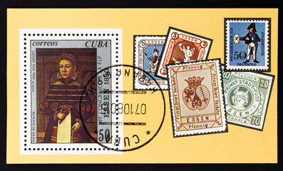 Postage stamp '49th Congress of FIP. L.T.Ring-Jr: Portrait of Lady' printed in Republic of Cuba. Series: 'Philatelic exhibitions', 1980